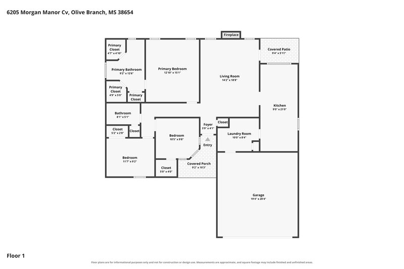 1,840/Mo, 6205 Morgan Manor Cv Olive Branch, MS 38654 Floor Plan View
