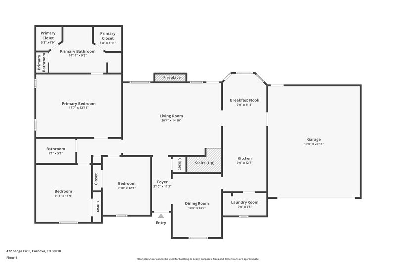 2,370/Mo, 472 Sanga Cir E Cordova, TN 38018 Floor Plan View