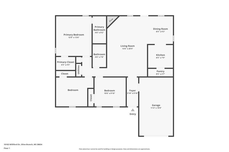 1,575/Mo, 10102 Williford Dr Olive Branch, MS 38654 Floor Plan View
