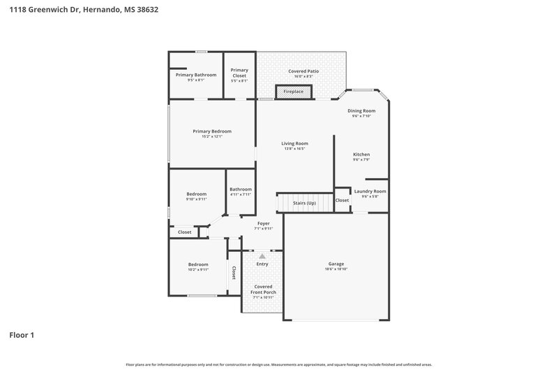 2,035/Mo, 1118 Greenwich Dr Hernando, MS 38632 Floor Plan View
