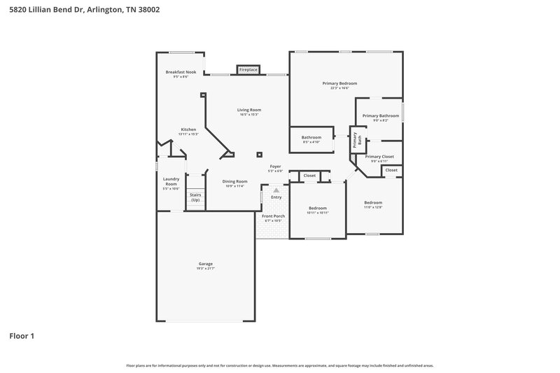 2,270/Mo, 5820 Lillian Bend Dr Arlington, TN 38002 Floor Plan View