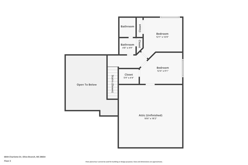 1,705/Mo, 6844 Charlotte Dr Olive Branch, MS 38654 Floor Plan View 2