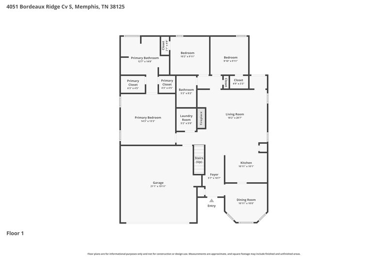 2,130/Mo, 4051 Bordeaux Ridge Cv S Memphis, TN 38125 Floor Plan View