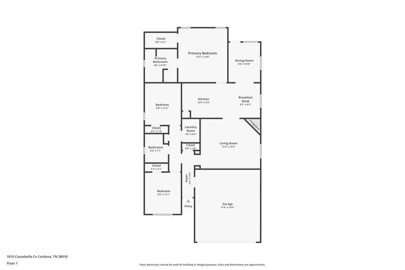 1,740/Mo, 1015 Cassabella Cv Memphis, TN 38018 Floor Plan View