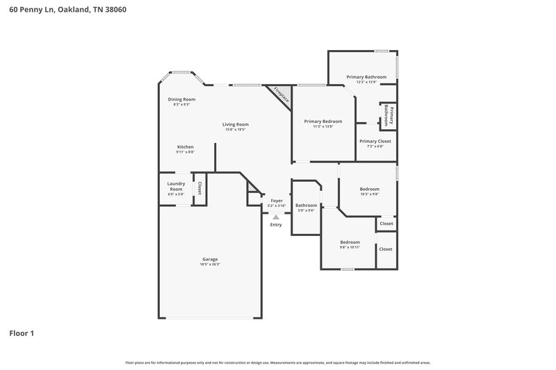 1,780/Mo, 60 Penny Ln Oakland, TN 38060 Floor Plan View
