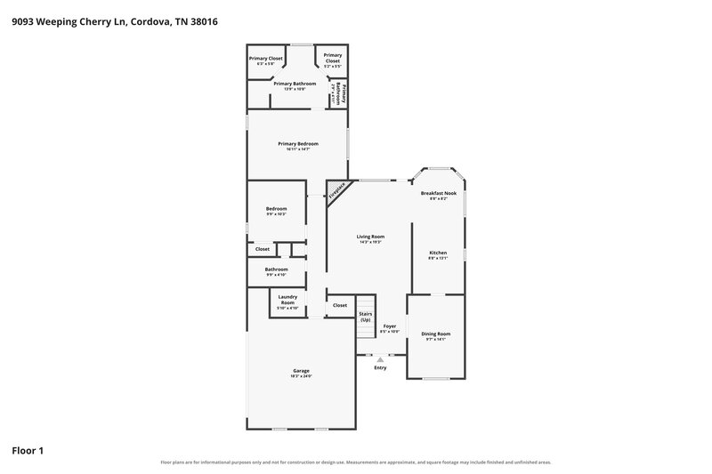 2,175/Mo, 9093 Weeping Cherry Ln Memphis, TN 38016 Floor Plan View