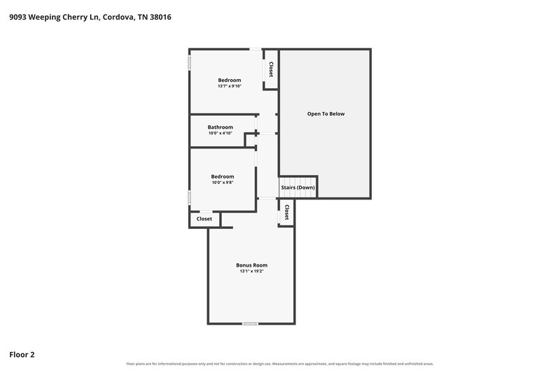 2,175/Mo, 9093 Weeping Cherry Ln Memphis, TN 38016 Floor Plan View 2