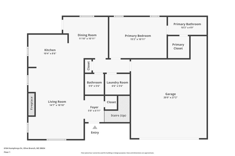 1,980/Mo, 6164 Humphreys Dr Olive Branch, MS 38654 Floorplan View