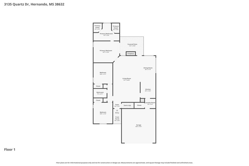 1,980/Mo, 3135 Quartz Drive Hernando, MS 38632 Floorplan View