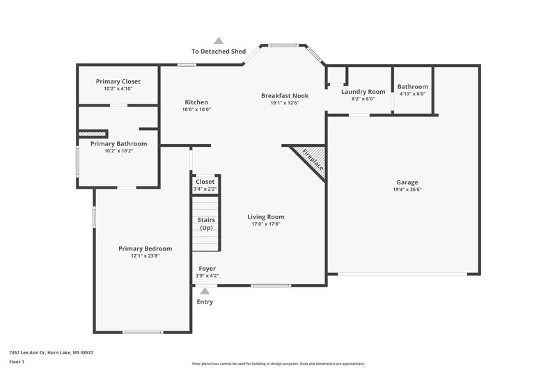 1,865/Mo, 7457 Lee Ann Dr Horn Lake, MS 38637 Floor Plan View 2