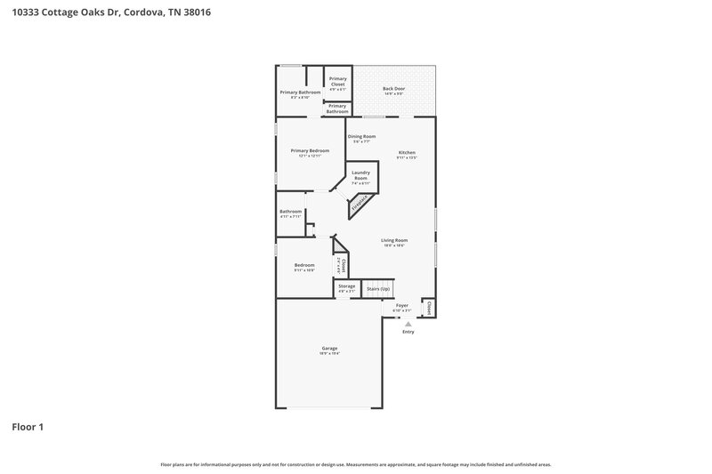 1,845/Mo, 10333 Cottage Oaks Dr Cordova, TN 38016 Floor Plan View