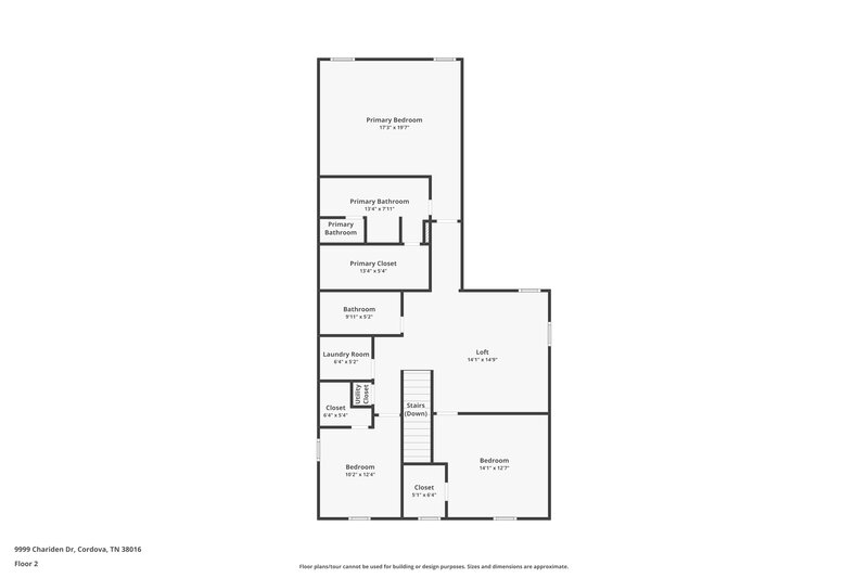 1,795/Mo, 9999 Chariden Drive Cordova, TN 38016 Floor Plan View 2
