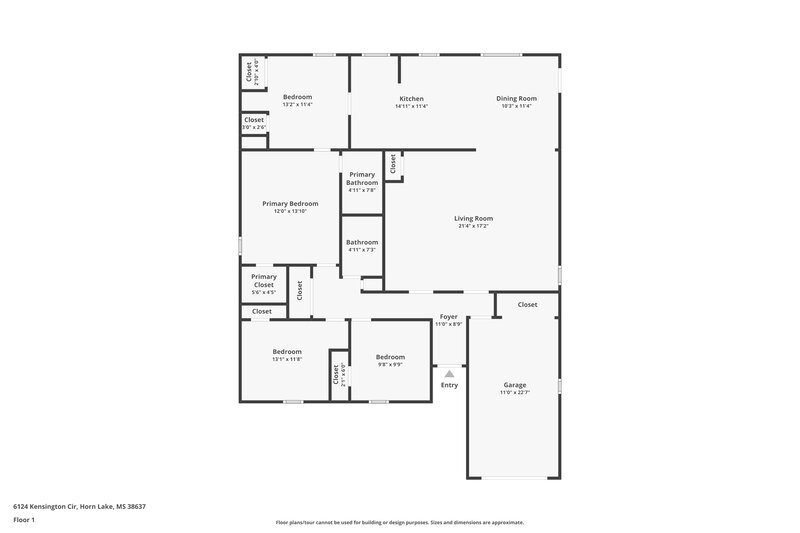 1,650/Mo, 6124 Kensington Cir Horn Lake, MS 38637 Floor Plan View