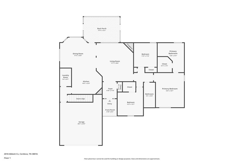 2,100/Mo, 2018 Abbott Cv Memphis, TN 38016 Floor Plan View