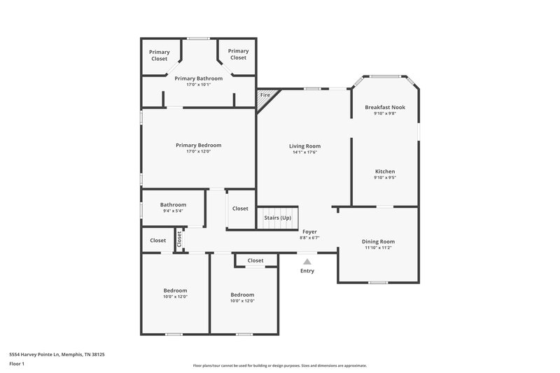 2,090/Mo, 5554 Harvey Pointe Ln Memphis, TN 38125 Floor Plan View