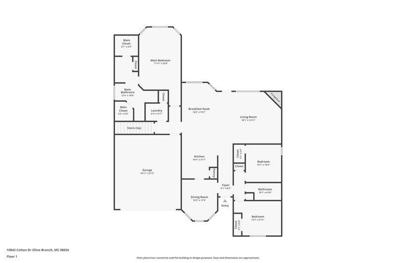 2,165/Mo, 10842 Colton Drive Olive Branch, MS 38654 Floor Plan View