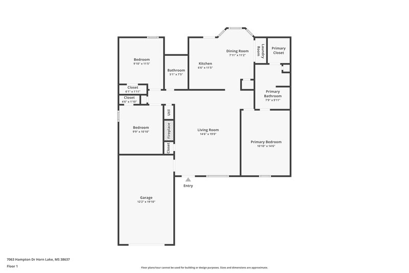 1,550/Mo, 7063 Hampton Dr Horn Lake, MS 38637 Floor Plan View