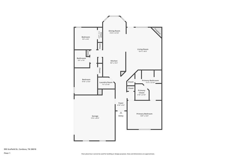 1,790/Mo, 995 Scofield Dr Cordova, TN 38018 Floor Plan View