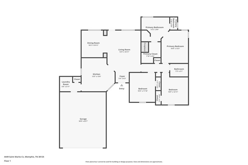 1,900/Mo, 4449 St Marks Cv Memphis, TN 38125 Floor Plan View