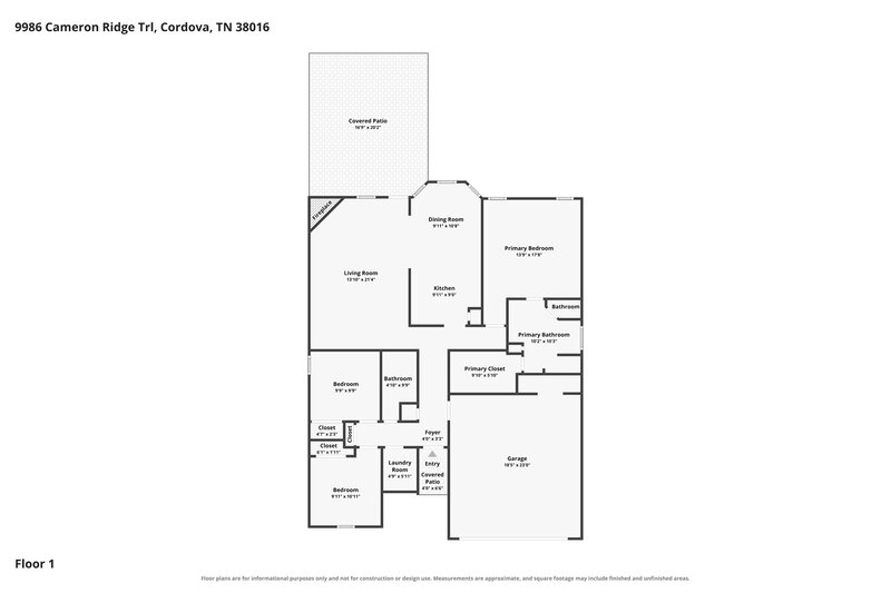 1,765/Mo, 9986 Cameron Ridge Trl Cordova, TN 38016 Floor Plan View