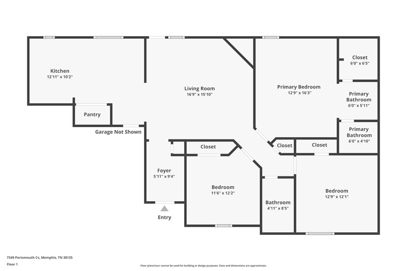 1,910/Mo, 7349 Portsmouth Cv Memphis, TN 38125 Floor Plan View