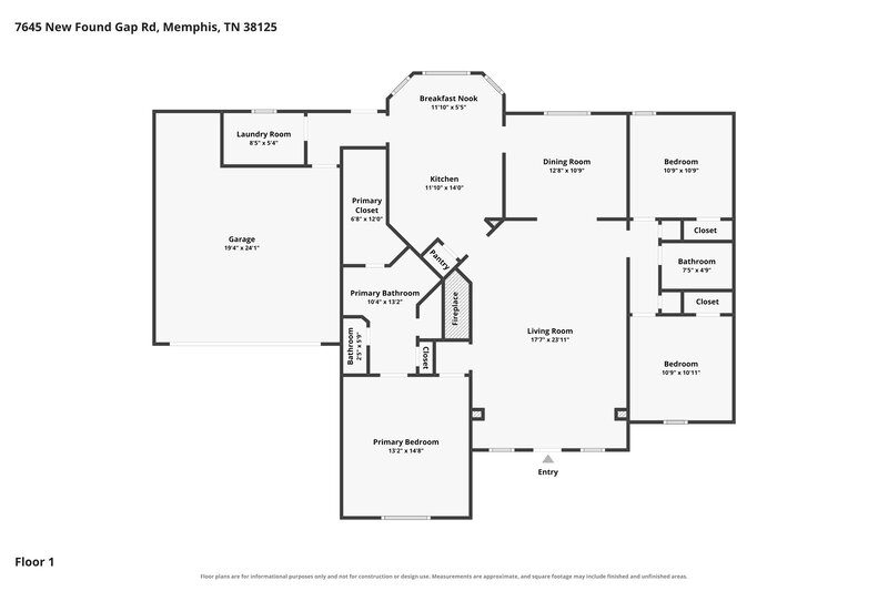 1,945/Mo, 7645 New Found Gap Rd Memphis, TN 38125 Floor Plan View