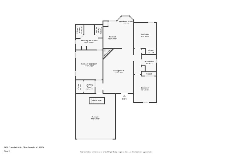 1,715/Mo, 8456 Cross Point Dr Olive Branch, MS 38654 Floor Plan View