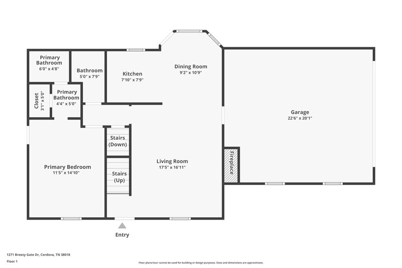 2,460/Mo, 1271 Breezy Gate Dr Cordova, TN 38018 Floor Plan View 2