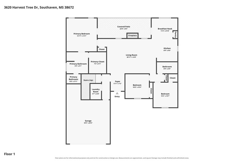 2,245/Mo, 3620 Harvest Tree Dr Southaven, MS 38672 Floor Plan View