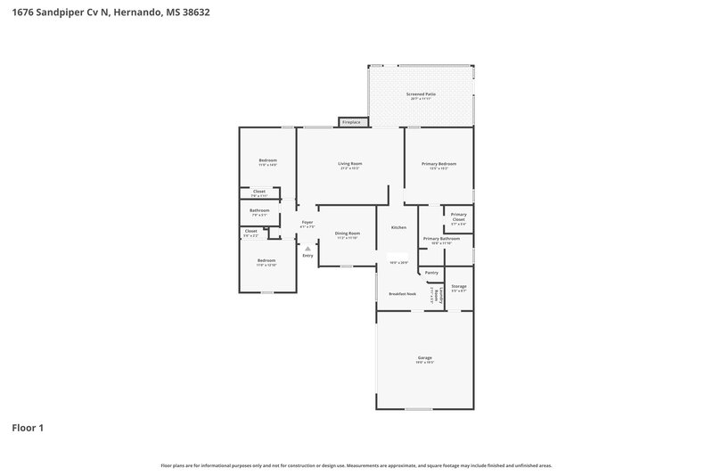 1,975/Mo, 1676 Sandpiper Cv N Hernando, MS 38632 Floor Plan View