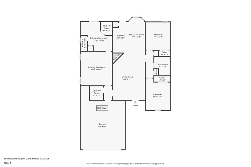 1,635/Mo, 9043 William Paul Drive Olive Branch, MS 38654 Floor Plan View