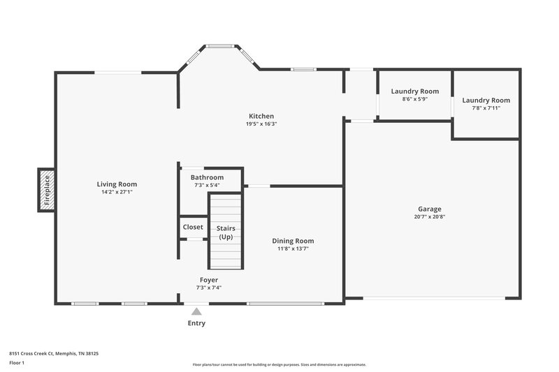 1,955/Mo, 8151 Cross Creek Ct Memphis, TN 38125 Floor Plan View