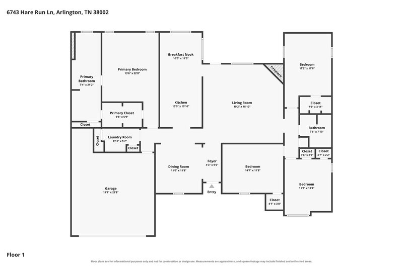2,395/Mo, 6743 Hare Run Ln Bartlett, TN 38002 Floor Plan View