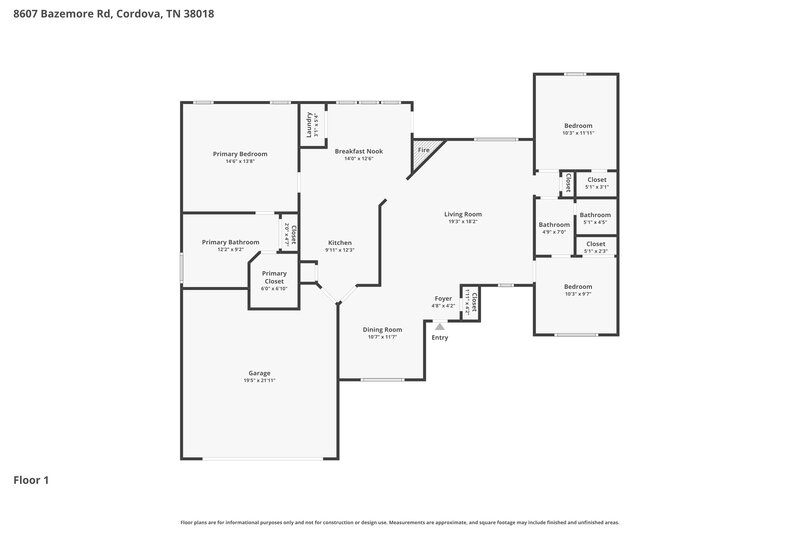 2,230/Mo, 8607 Bazemore Road Cordova, TN 38018 Floor Plan View