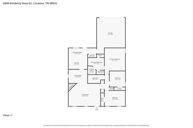 1,710/Mo, 8450 Kimberly Rose Dr Cordova, TN 38016 Floor Plan View
