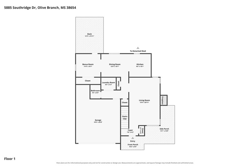 1,890/Mo, 5885 Southridge Drive Olive Branch, MS 38654 Floor Plan View