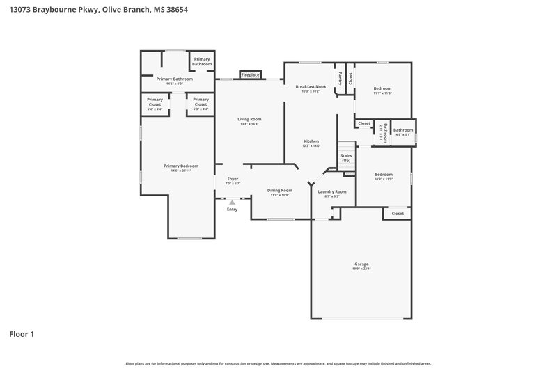 2,190/Mo, 13073 Braybourne Parkway Olive Branch, MS 38654 Floorplan View
