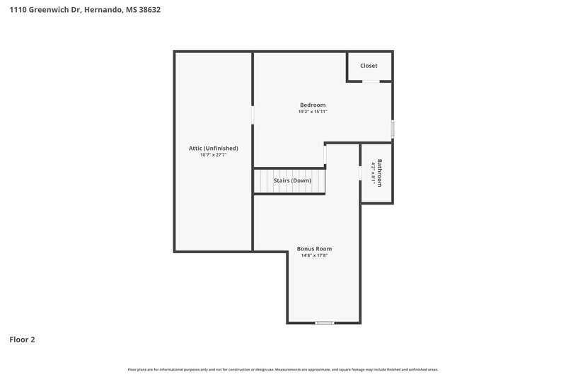 2,000/Mo, 1110 Greenwich Drive Hernando, MS 38632 Floor Plan View 2