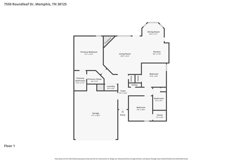 1,805/Mo, 7550 Roundleaf Dr Memphis, TN 38125 Floor Plan View