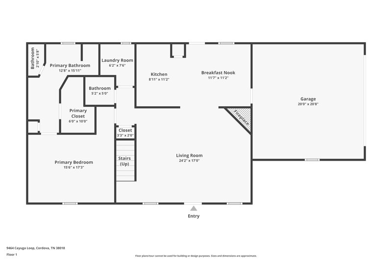2,015/Mo, 9464 Cayuga Loop Cordova, TN 38018 Floor Plan View