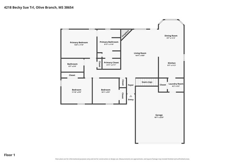 1,960/Mo, 4218 Becky Sue Trl Olive Branch, MS 38654 Floor Plan View