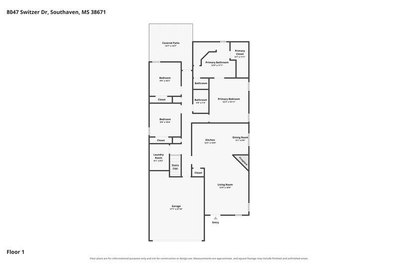 1,985/Mo, 8047 Switzer Dr Southaven, MS 38671 Floor Plan View
