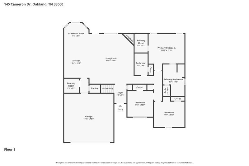 1,815/Mo, 145 Cameron Dr Oakland, TN 38060 Floorplan View