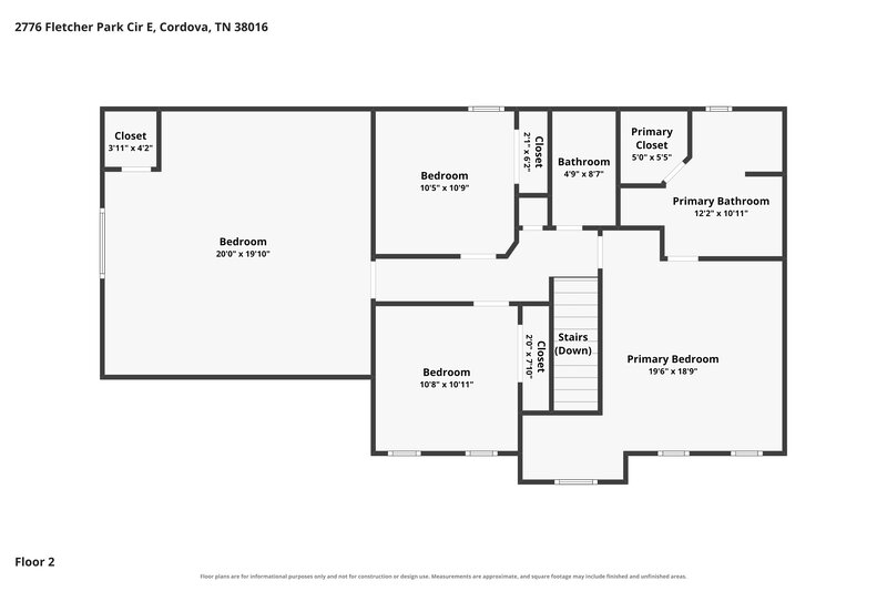 2,125/Mo, 2776 Fletcher Park Cir E Memphis, TN 38016 Floor Plan View 2