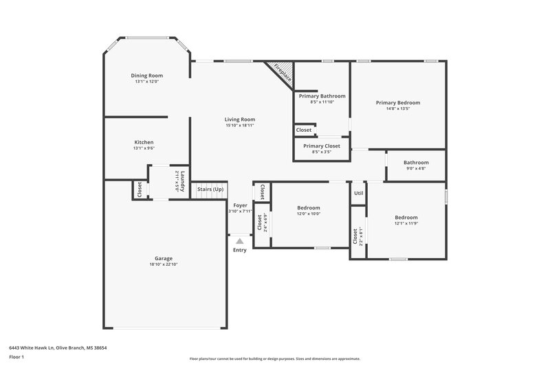 1,900/Mo, 6443 White Hawk Ln Olive Branch, MS 38654 Floorplan View