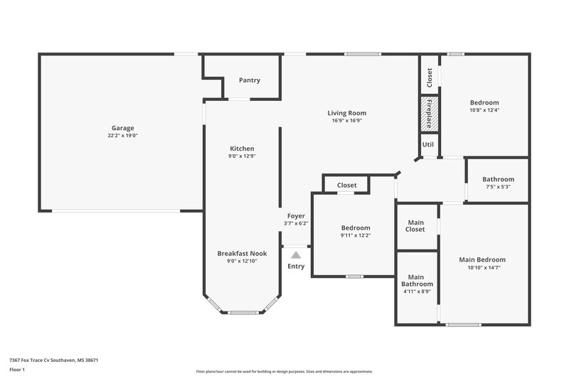 1,675/Mo, 7367 Fox Trace Cv Southaven, MS 38671 Floor Plan View
