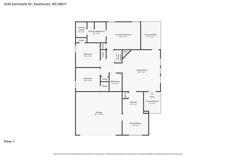 1,960/Mo, 3242 Earlcastle Drive Southaven, MS 38671 Floor Plan View