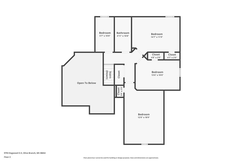 1,710/Mo, 9793 E Dogwood Court Olive Branch, MS 38654 Floor Plan View 2