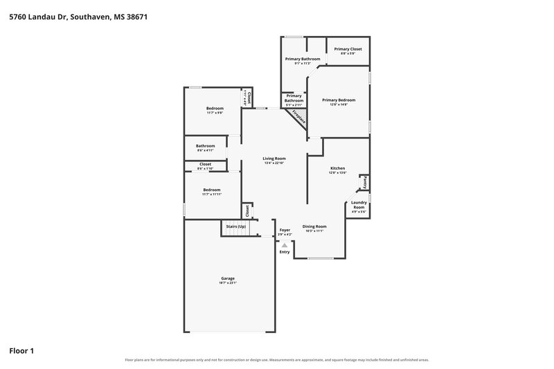 1,995/Mo, 5760 Landau Dr Southaven, MS 38671 Floor Plan View