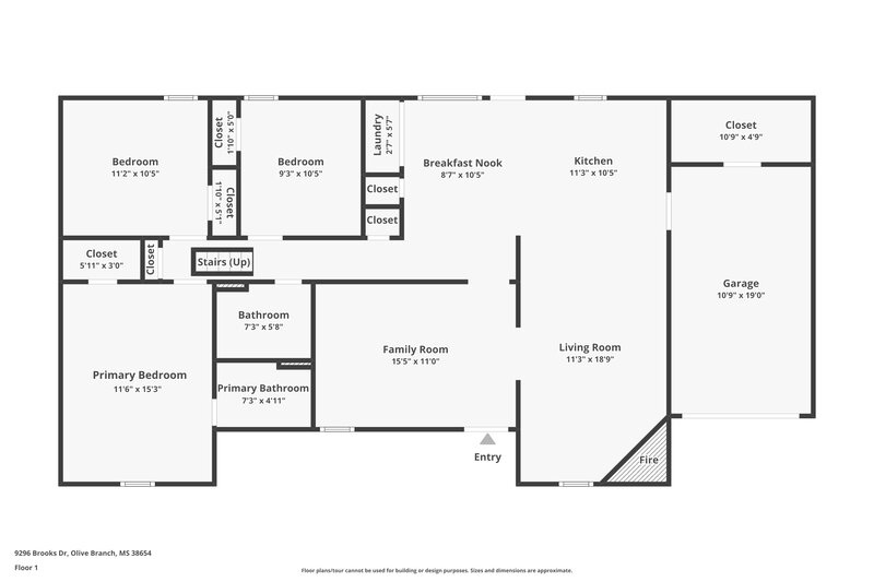 1,755/Mo, 9296 Brooks Dr Olive Branch, MS 38654 Floor Plan View